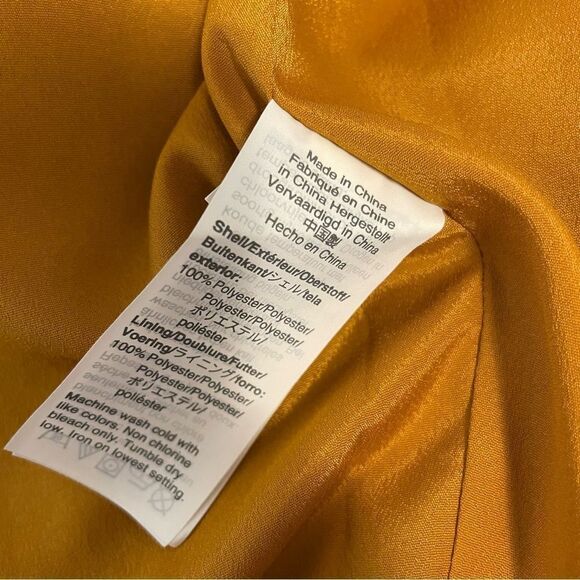 J. Crew Button Front Gold A-Line Long Sleeve Midi Dress with Pockets Size 6T - Picture 8 of 9